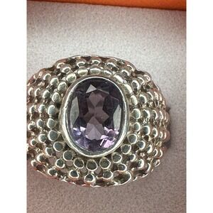 Vintage Sterling Silver 925 Amethyst Cocktail Dome Ring Size 7